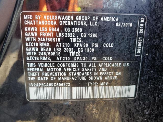 2019 VOLKSWAGEN ATLAS S - 1V2AP2CA9KC606672