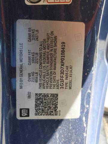 2023 CHEVROLET CAMARO LT1 1G1FF3D7XP0108419