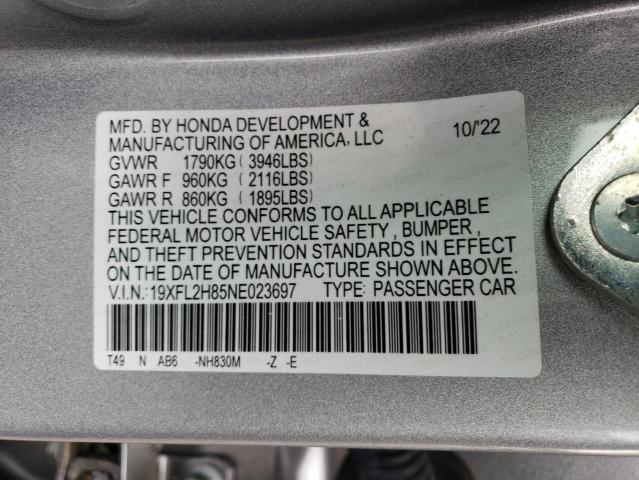 2022 HONDA CIVIC SPOR - 19XFL2H85NE023697