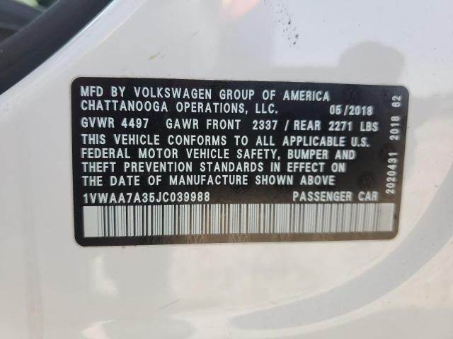 2018 VOLKSWAGEN PASSAT S - 1VWAA7A35JC039988