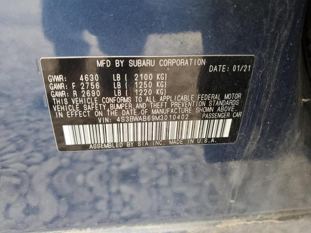2021 SUBARU LEGACY 4S3BWAB69M3010402