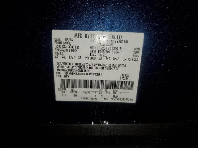 2016 FORD EXPLORER X - 1FM5K8D80GGC53251