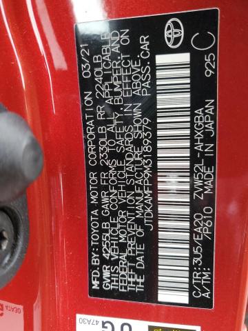 2021 TOYOTA PRIUS PRIM - JTDKAMFP9M3189379