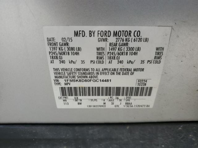 2015 FORD EXPLORER X - 1FM5K8D80FGC14481