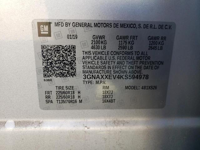 2019 CHEVROLET EQUINOX PR - 3GNAXXEV4KS594978