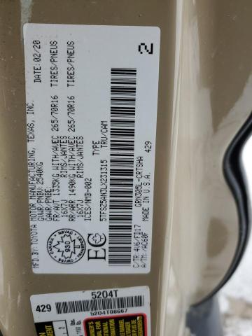 2020 TOYOTA TACOMA ACC 5TFSZ5AN3LX231315
