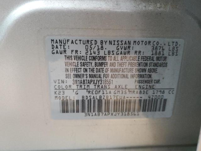 2018 NISSAN SENTRA S - 3N1AB7APXJY318561