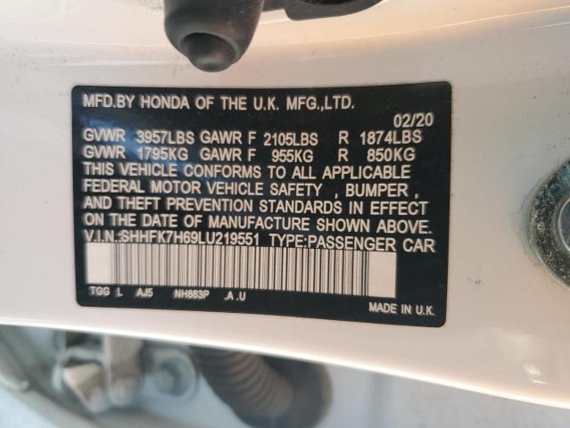 2020 HONDA CIVIC EX - SHHFK7H69LU219551