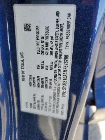2021 TESLA MODEL 3 - 5YJ3E1EA5MF876298