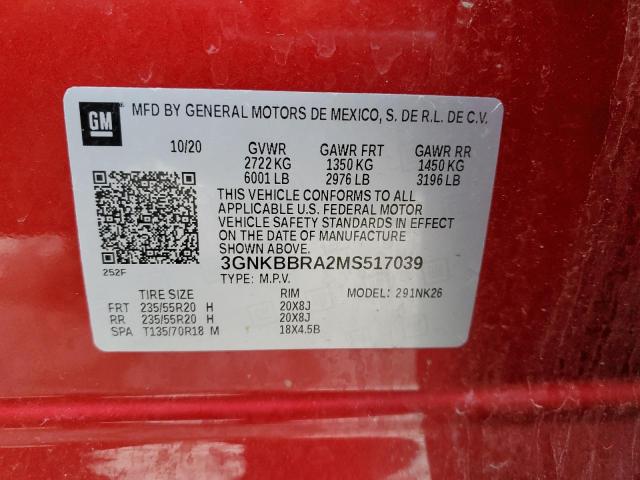 2021 CHEVROLET BLAZER 1LT - 3GNKBBRA2MS517039