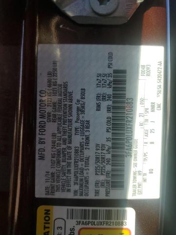 2015 FORD FUSION SE - 3FA6P0LUXFR210883