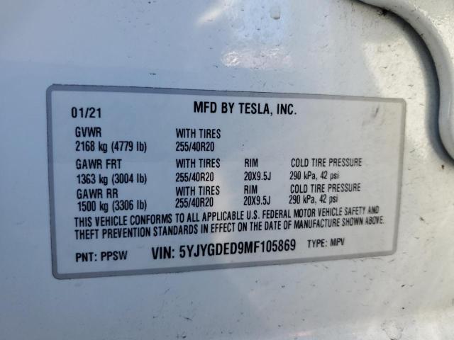 2021 TESLA MODEL Y - 5YJYGDED9MF105869