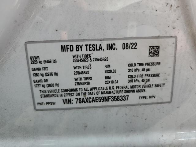 2022 TESLA MODEL X - 7SAXCAE59NF358337