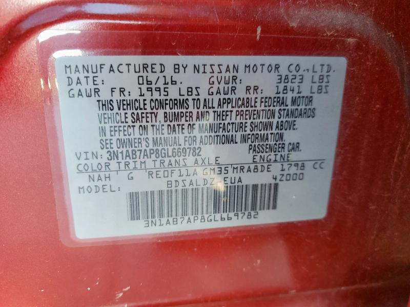 2016 NISSAN SENTRA S - 3N1AB7AP8GL669782