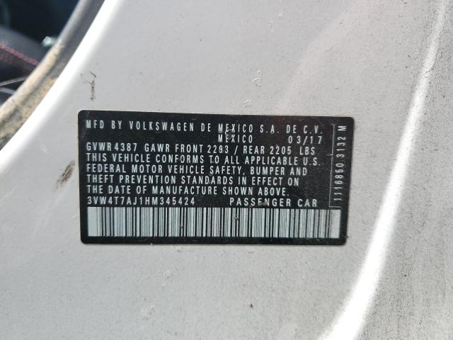 2017 VOLKSWAGEN JETTA 4D G 3VW4T7AJ1HM345424