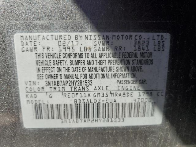 2017 NISSAN SENTRA S - 3N1AB7AP2HY281533