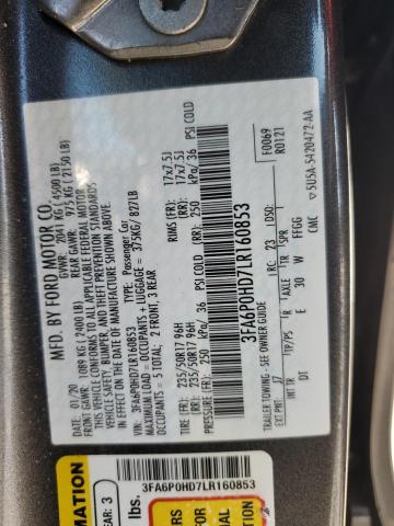 2020 FORD FUSION SE - 3FA6P0HD7LR160853