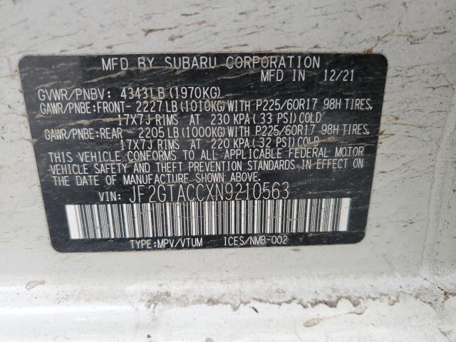 2022 SUBARU CROSSTREK - JF2GTACCXN9210563
