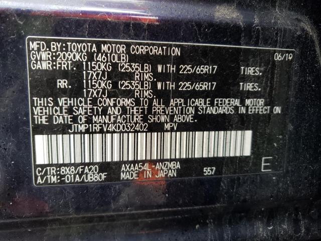 2019 TOYOTA RAV4 XLE - JTMP1RFV4KD032402