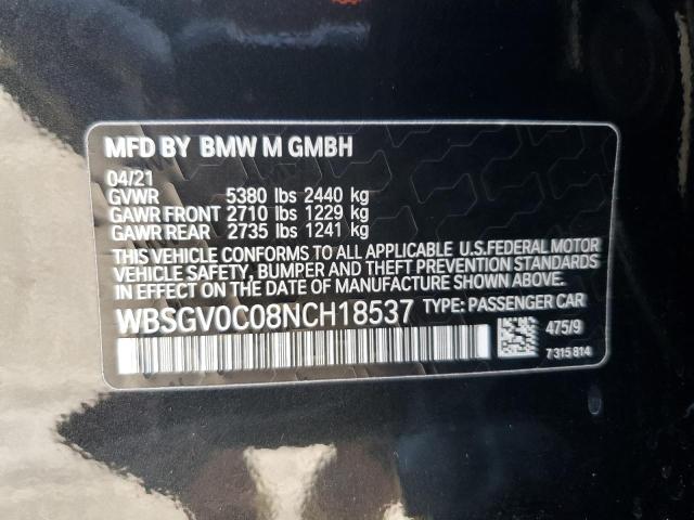 2022 BMW M8 WBSGV0C08NCH18537