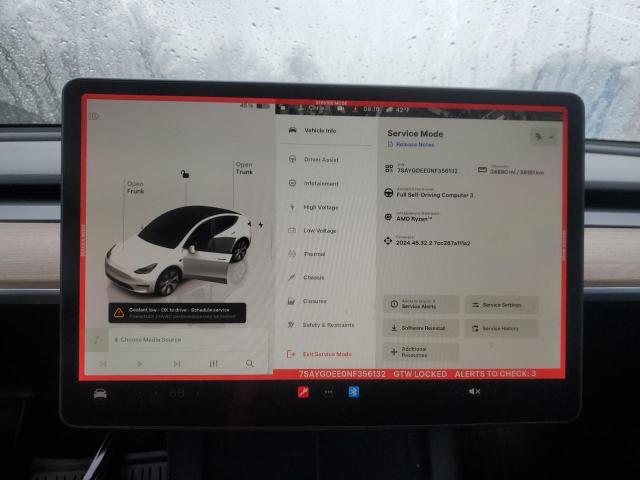 7SAYGDEE0NF356132 2022 TESLA MODEL Y