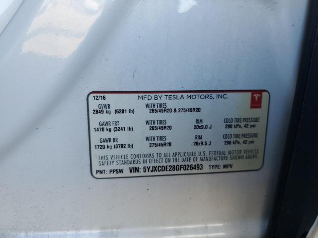 2016 TESLA MODEL X - 5YJXCDE28GF026493