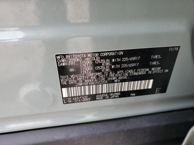 2019 TOYOTA RAV4 XLE - JTMP1RFV6KD502204