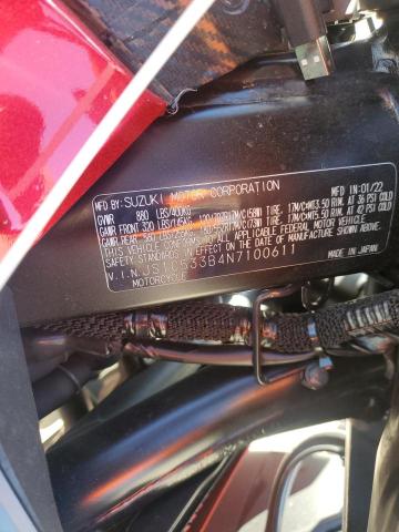 2022 SUZUKI GSX-S750 M - JS1C533B4N7100611