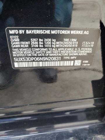 2022 BMW X3 XDRIVE3 - 5UX53DP06N9N20831