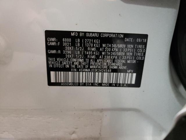 2019 SUBARU ASCENT LIM - 4S4WMAJD3K3424548