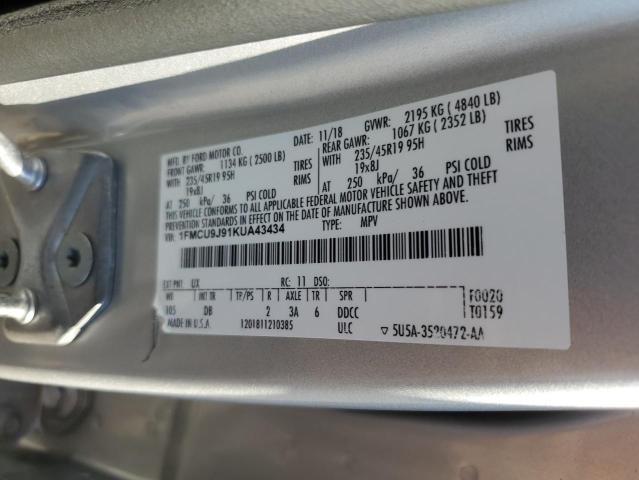 2019 FORD ESCAPE TIT - 1FMCU9J91KUA43434