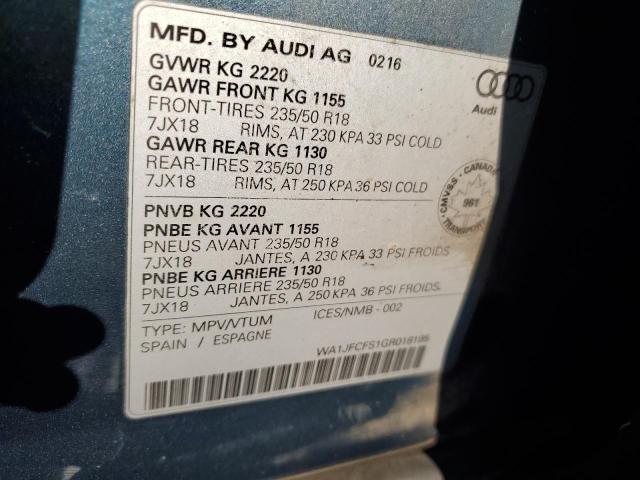 2016 AUDI Q3 PROGRES WA1JFCFS1GR018195
