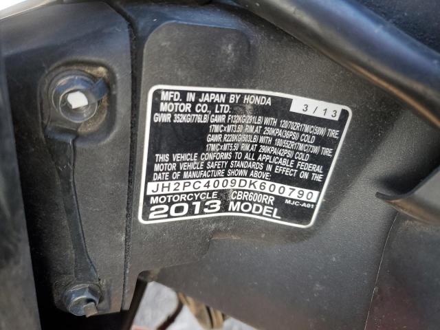 2013 HONDA CBR600 RR JH2PC4009DK600790