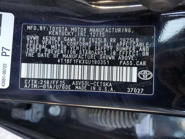 2016 TOYOTA CAMRY LE - 4T1BF1FKXGU180351