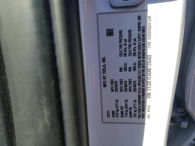 2022 TESLA MODEL 3 - 5YJ3E1EA6NF126460