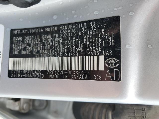 2018 TOYOTA COROLLA L 2T1BURHE1JC030729