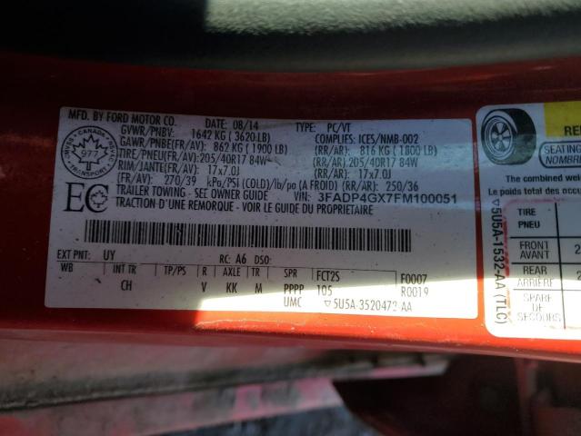 2015 FORD FIESTA ST 3FADP4GX7FM100051