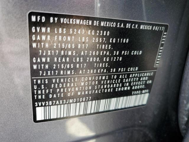2018 VOLKSWAGEN TIGUAN SE - 3VV3B7AX3JM010677