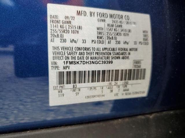 2022 FORD EXPLORER X - 1FMSK7DH3NGC39399