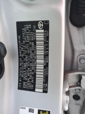 2022 TOYOTA COROLLA XL 5YFFPMAE7NP280231