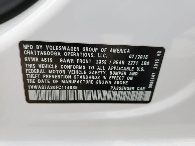 2015 VOLKSWAGEN PASSAT S - 1VWAS7A30FC114035