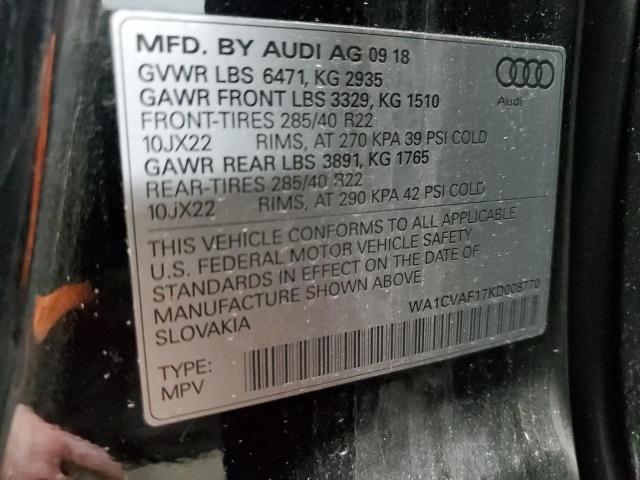 2019 AUDI Q8 PRESTIG WA1CVAF17KD008770