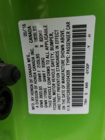 2016 HONDA CIVIC EX - 2HGFC3B39GH354309