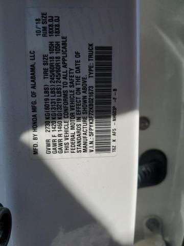 2019 HONDA RIDGELINE - 5FPYK3F72KB021673