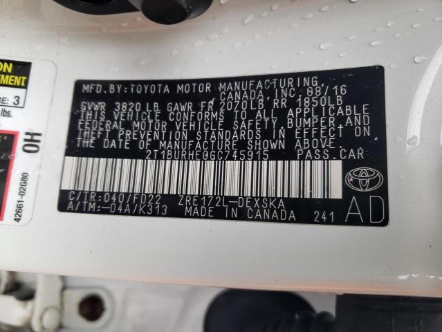 2016 TOYOTA COROLLA L - 2T1BURHE0GC745915