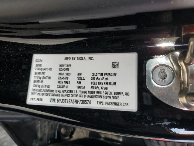 2024 TESLA MODEL 3 - 5YJ3E1EA5RF738574
