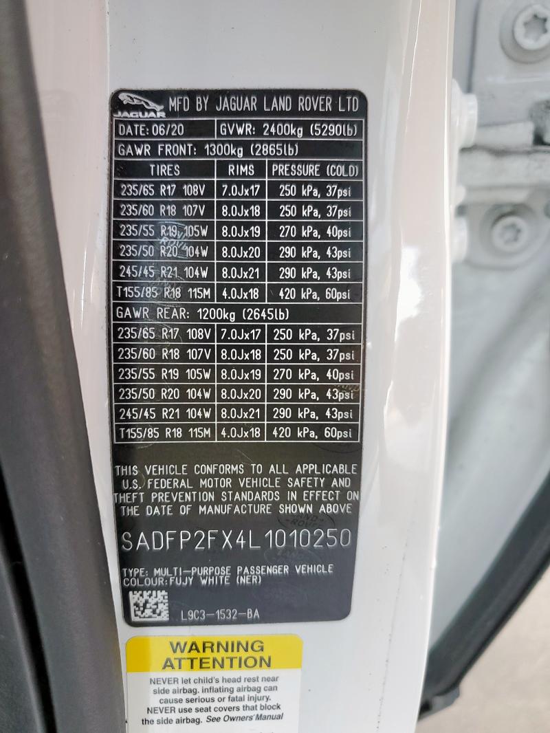 2020 JAGUAR E-PACE SE - SADFP2FX4L1010250