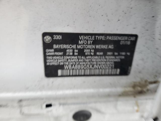 2018 BMW 330 I WBA8B9G5XJNV00221