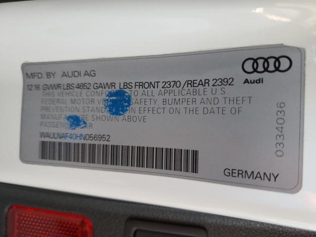 2017 AUDI A4 PREMIUM WAULNAF40HN056952