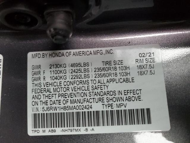 2021 HONDA CR-V EXL 5J6RW1H85MA002424